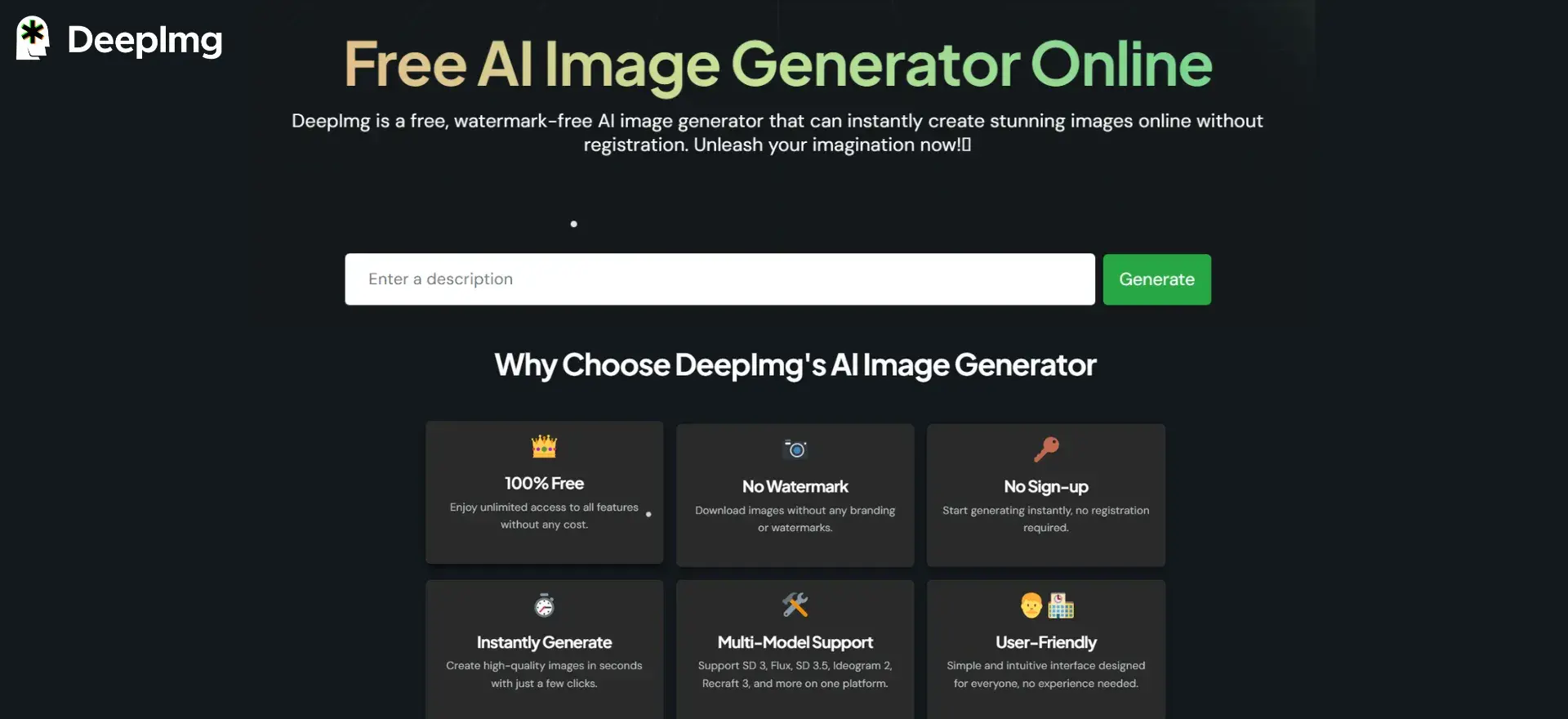 DeepImg's free AI Image Generator